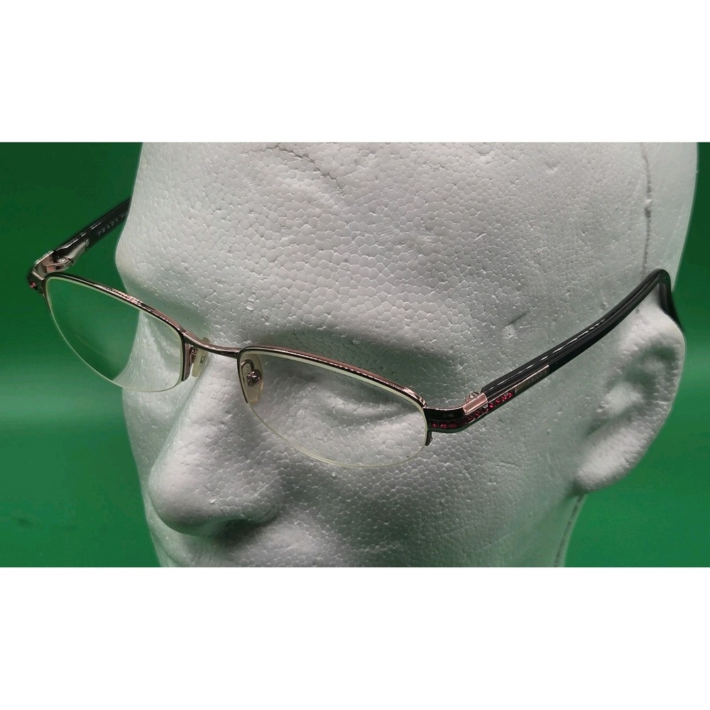 Prada VPR 59F 3BH-1O1 Gold Dark Red Half Rim Eyeglasses Frames 51-18 135 Italy